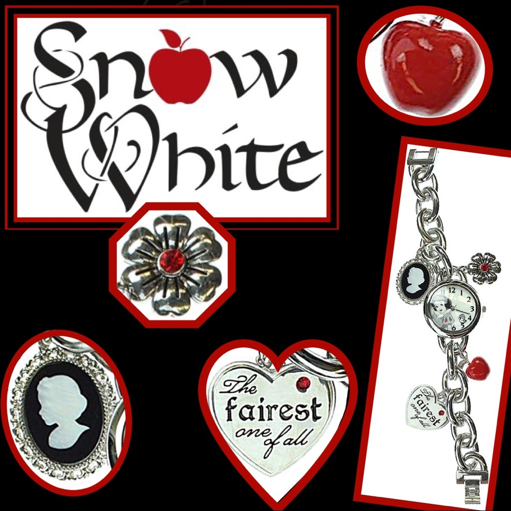 Snow White Dwarfs Red Apple Charm Chain Watch NIB